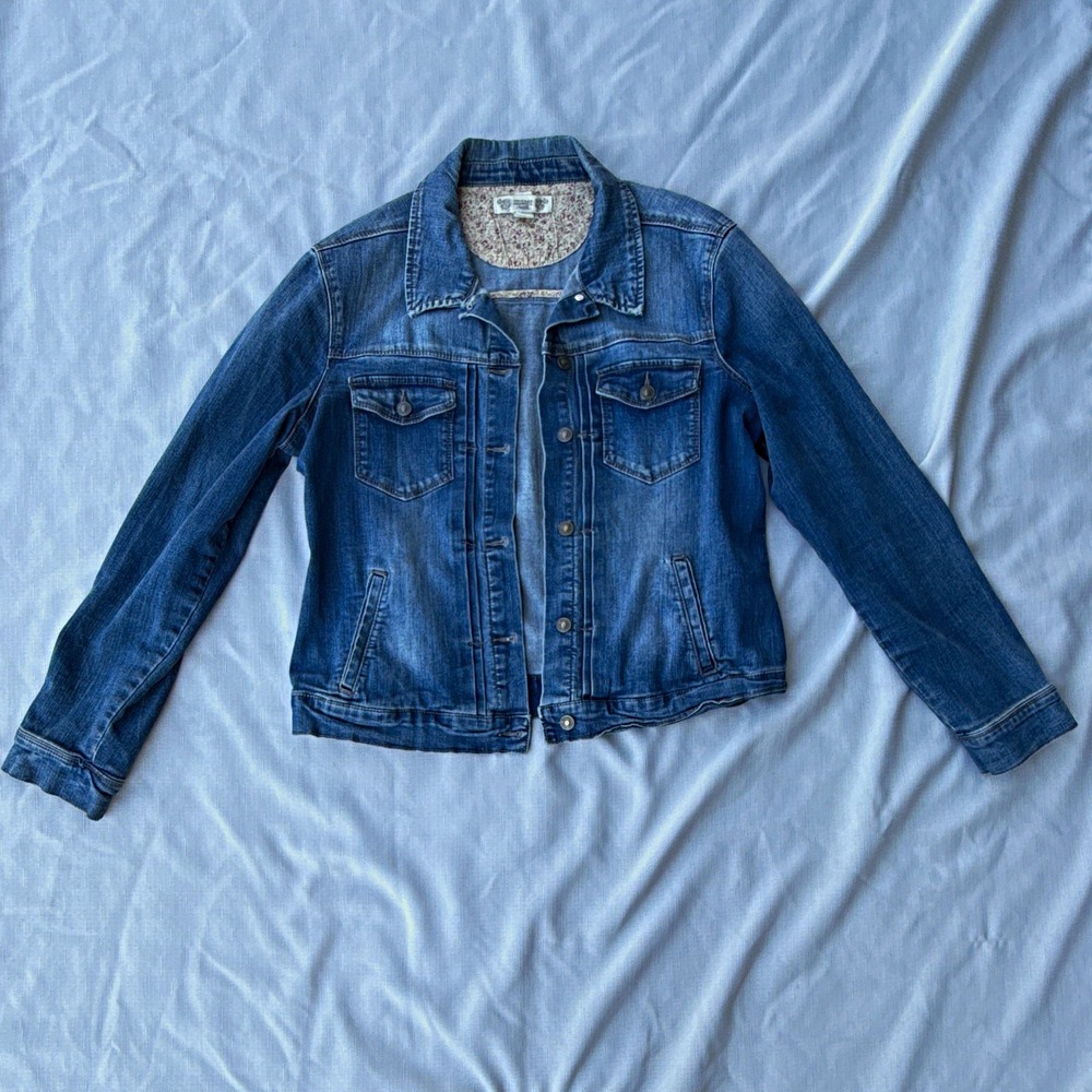 Vintage America Blues Women's Blue Button Front Jean Jacket Missy Size M